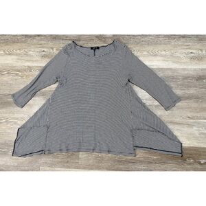 Comfy USA Sz S Black Rubbed Asymmetrical Blouse T-Shirt Tee Top Tunic